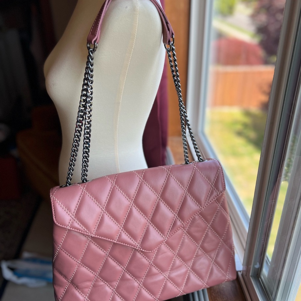 Roberta Rossi Pink Quilted Chain Shoulder Bag